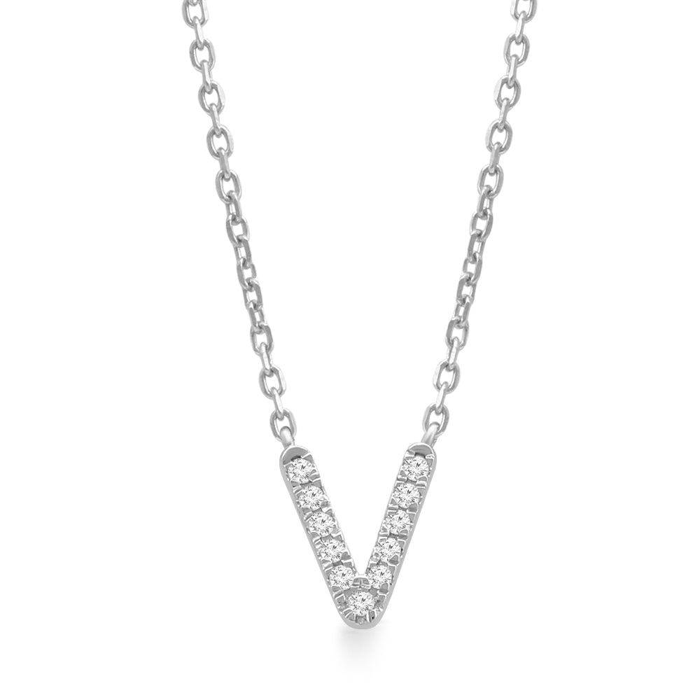 Classic Diamond Initial Charm Necklace Necklaces Estellacollection #product_description# 18034 14k Diamond Gemstone #tag4# #tag5# #tag6# #tag7# #tag8# #tag9# #tag10# V 14k White Gold