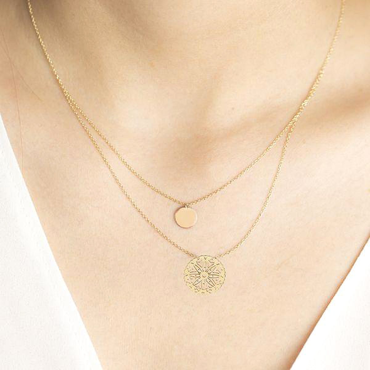 Double Wrap Disc & Medallion Necklace Necklaces Estellacollection #product_description# 17657 10k Layering Necklace Make Collection #tag4# #tag5# #tag6# #tag7# #tag8# #tag9# #tag10#