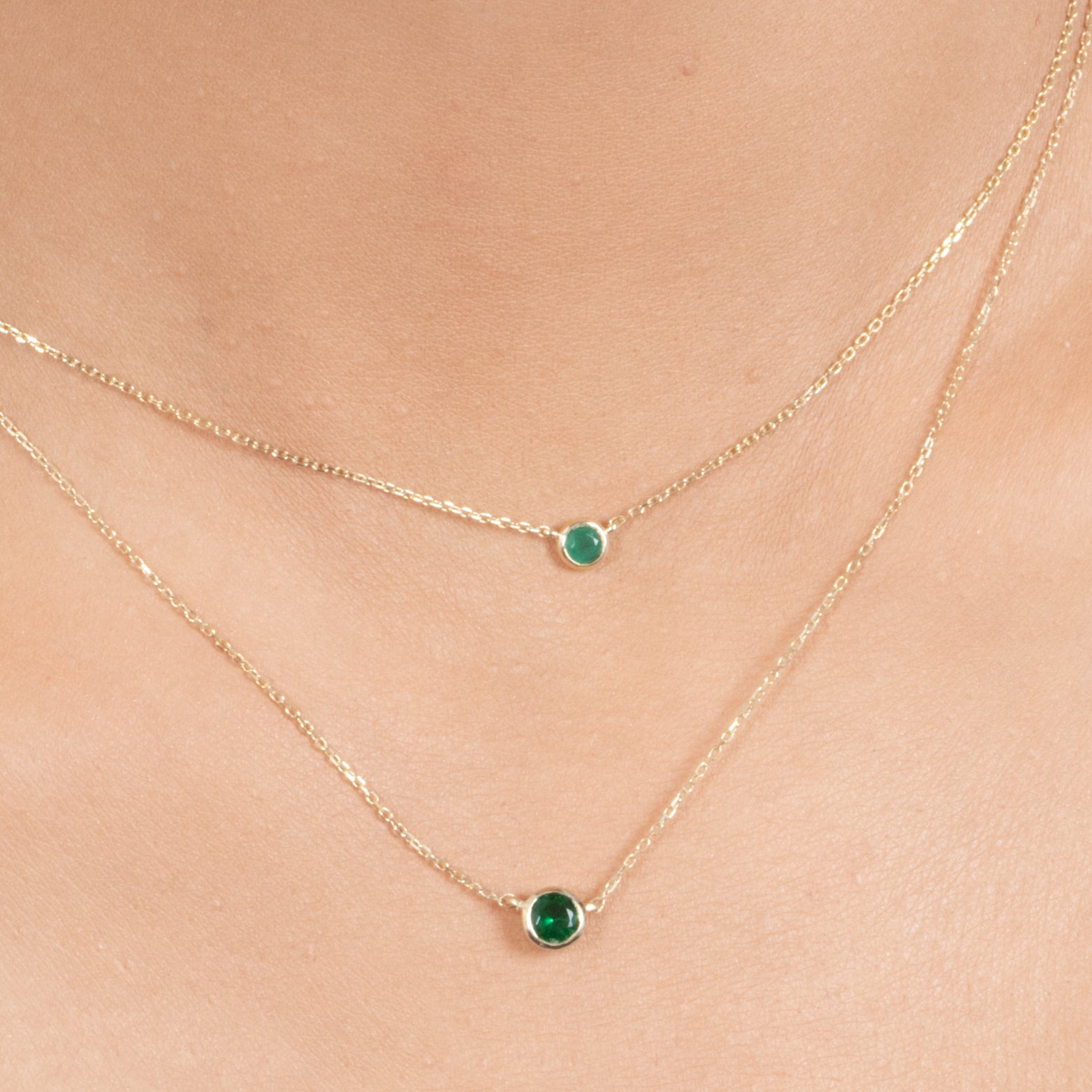 Emerald Station Necklace Bezel Set in 14k Gold Necklaces Estellacollection #product_description# 18409 14k Birthstone Emerald #tag4# #tag5# #tag6# #tag7# #tag8# #tag9# #tag10# 3MM