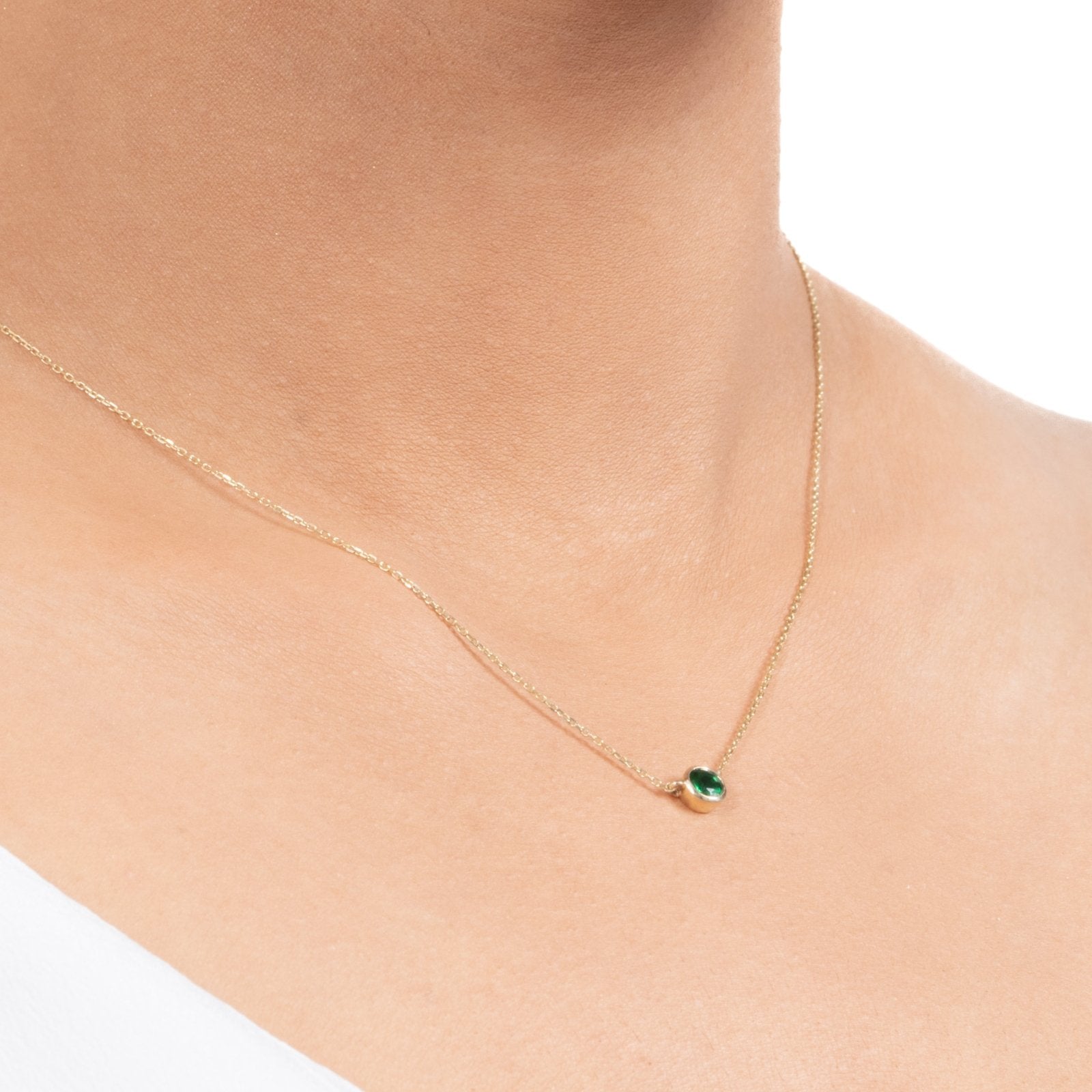 Emerald Station Necklace Bezel Set in 14k Gold Necklaces Estellacollection #product_description# 18409 14k Birthstone Emerald #tag4# #tag5# #tag6# #tag7# #tag8# #tag9# #tag10# 3MM