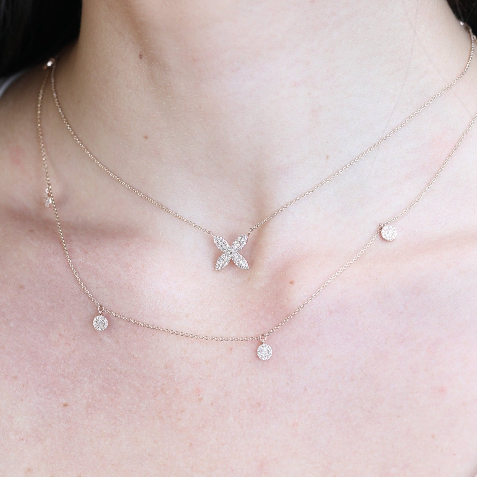Four Petal Diamond PavÃ© Flower Necklace Necklaces Estellacollection #product_description# 17716 14k Diamond Flower Jewelry #tag4# #tag5# #tag6# #tag7# #tag8# #tag9# #tag10#