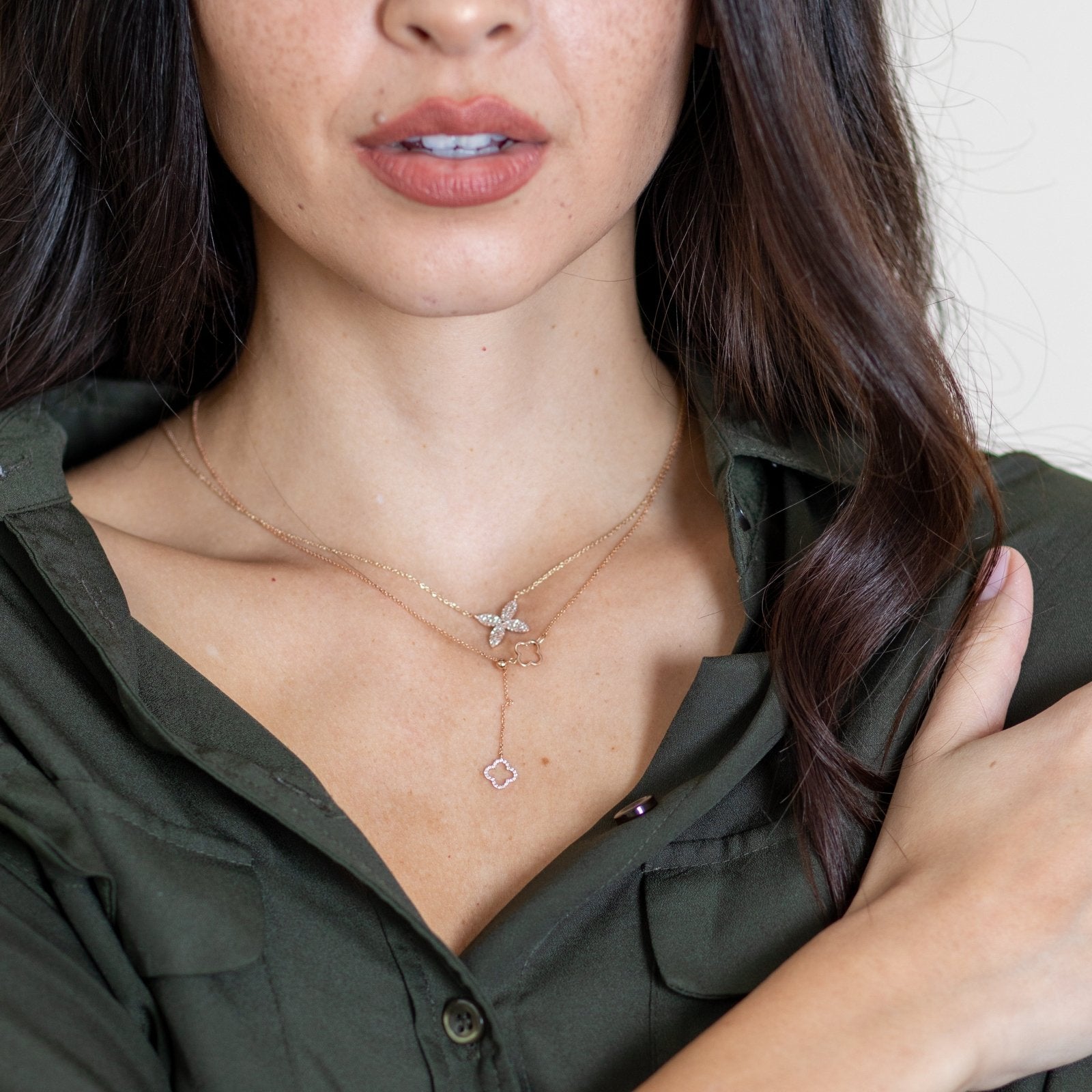 Four Petal Diamond PavÃ© Flower Necklace Necklaces Estellacollection #product_description# 17716 14k Diamond Flower Jewelry #tag4# #tag5# #tag6# #tag7# #tag8# #tag9# #tag10#