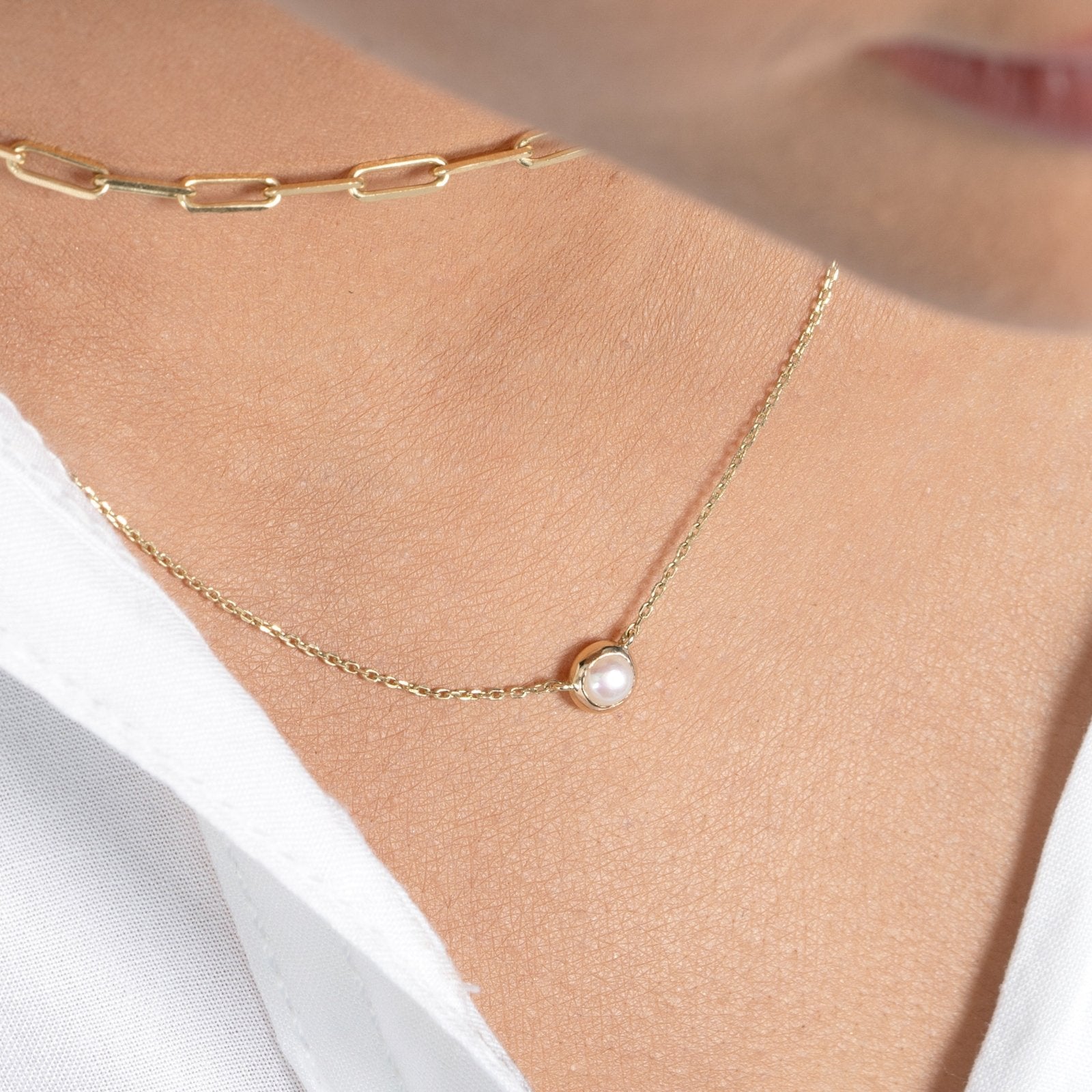 Freshwater Pearl Station Necklace Bezel Set in 14k Gold Necklaces Estellacollection #product_description# 18411 14k Birthstone Gemstone #tag4# #tag5# #tag6# #tag7# #tag8# #tag9# #tag10# 3MM