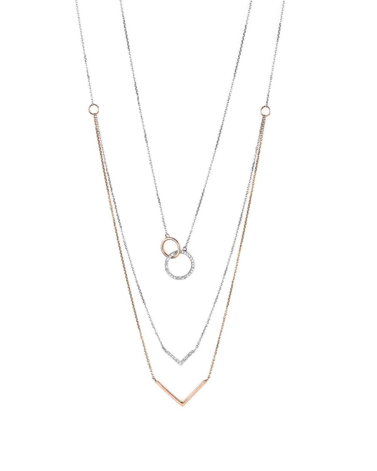Interlocking Circles Diamond Necklace in Solid 14k Two-Tone White and Rose Gold Necklaces Estellacollection #product_description# 14k Diamond Gemstone #tag4# #tag5# #tag6# #tag7# #tag8# #tag9# #tag10#