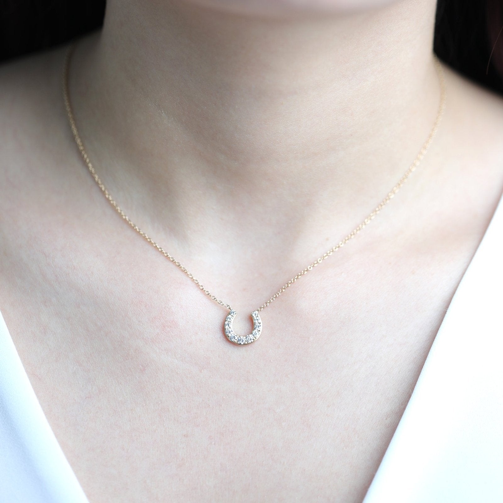 Lucky Diamond PavÃ© Horseshoe Pendant Necklace Necklaces Estellacollection #product_description# 17717 14k Diamond Gemstone #tag4# #tag5# #tag6# #tag7# #tag8# #tag9# #tag10#
