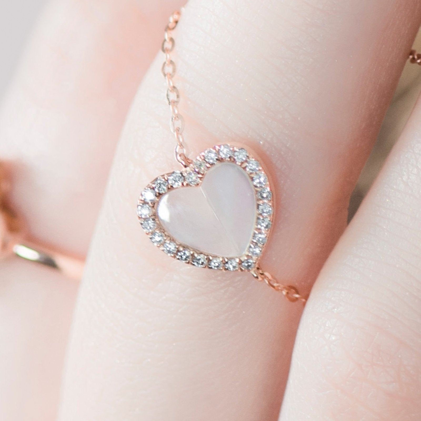 Mother of Pearl Heart with Diamonds Station Necklace Necklaces Estellacollection #product_description# 14k Birthstone Diamond #tag4# #tag5# #tag6# #tag7# #tag8# #tag9# #tag10#