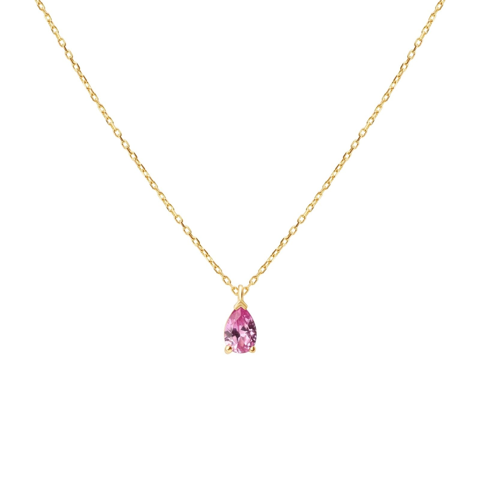 Pear Pink Topaz Gemstone Pendant Necklace in 14K Yellow Gold Necklaces Estellacollection #product_description# 17830 14k Birthstone Gemstone #tag4# #tag5# #tag6# #tag7# #tag8# #tag9# #tag10#