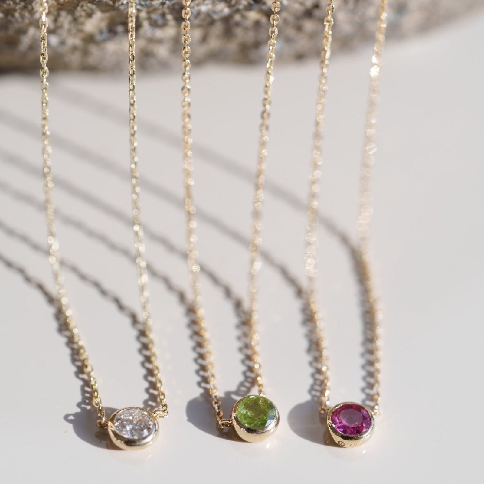 Peridot Station Necklace Bezel Set in 14k Gold Necklaces Estellacollection #product_description# 18415 14k Birthstone Gemstone #tag4# #tag5# #tag6# #tag7# #tag8# #tag9# #tag10# 3MM