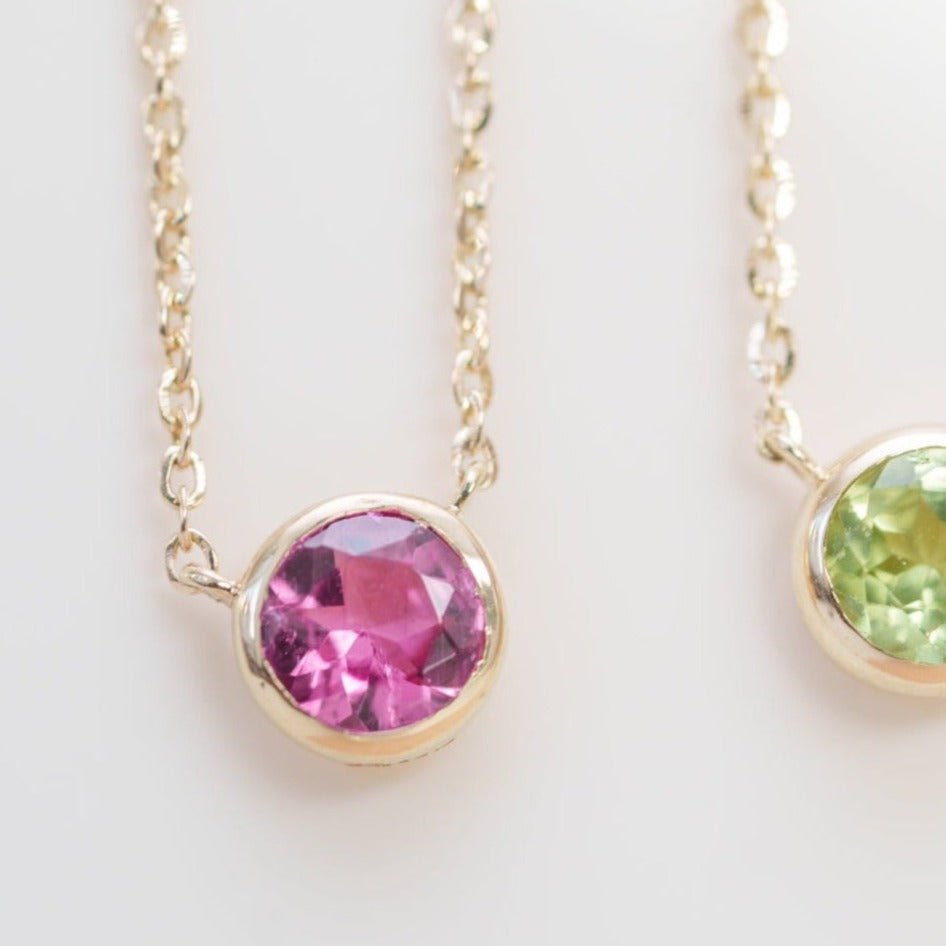 Pink Tourmaline Station Necklace Bezel Set in 14k Gold Necklaces Estellacollection #product_description# 18419 14k Birthstone Gemstone #tag4# #tag5# #tag6# #tag7# #tag8# #tag9# #tag10# 3MM