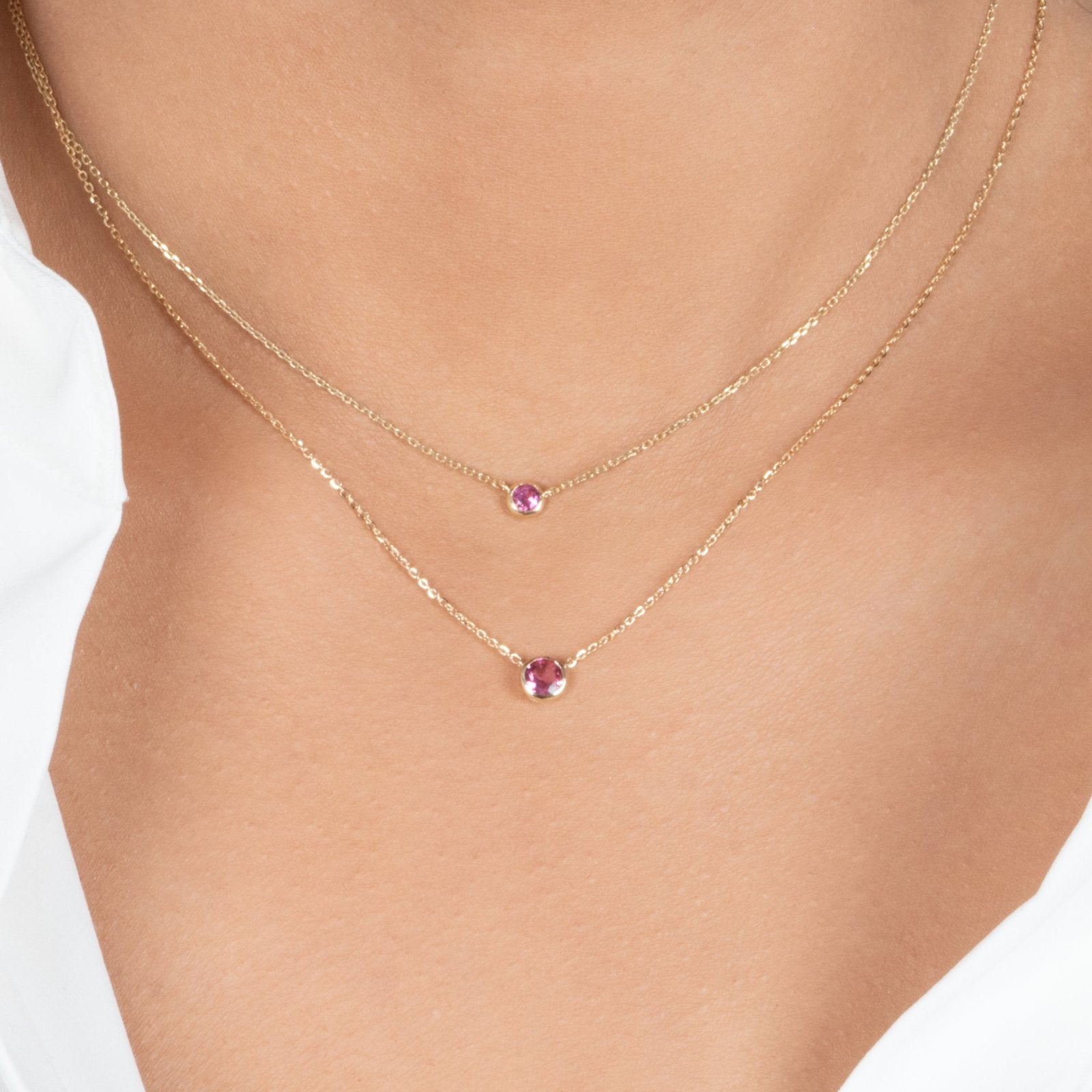 Pink Tourmaline Station Necklace Bezel Set in 14k Gold Necklaces Estellacollection #product_description# 18419 14k Birthstone Gemstone #tag4# #tag5# #tag6# #tag7# #tag8# #tag9# #tag10# 3MM