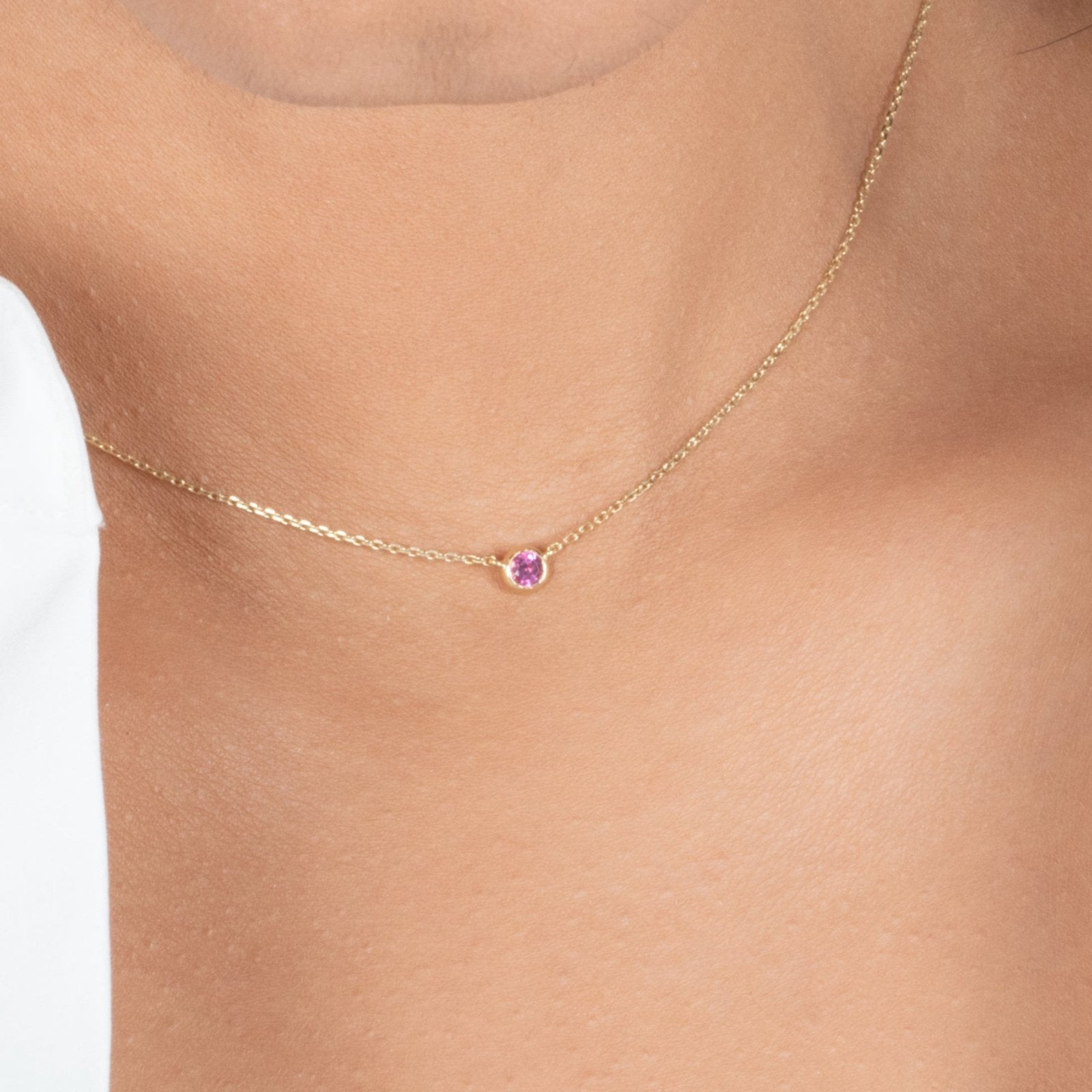 Pink Tourmaline Station Necklace Bezel Set in 14k Gold Necklaces Estellacollection #product_description# 18419 14k Birthstone Gemstone #tag4# #tag5# #tag6# #tag7# #tag8# #tag9# #tag10# 3MM