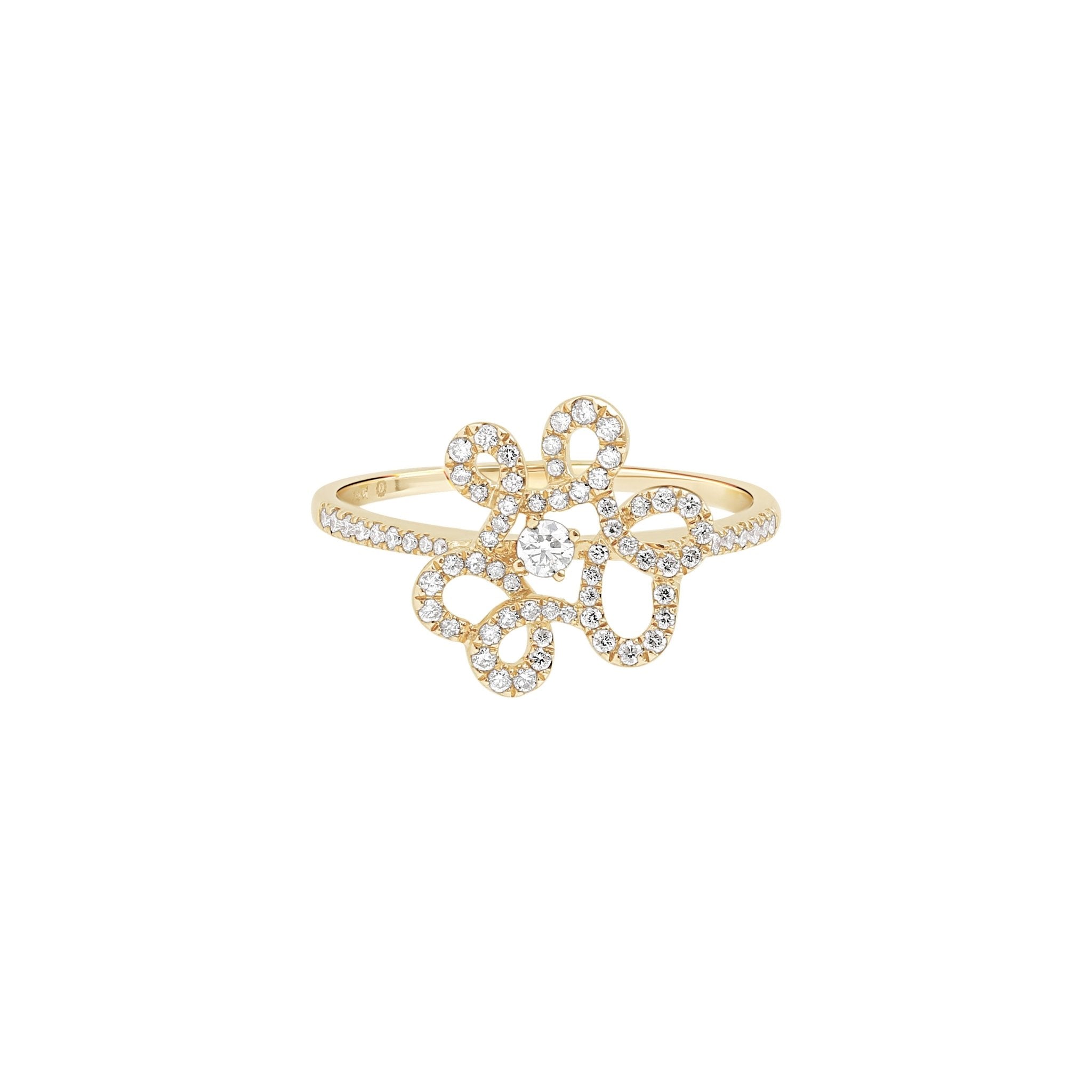 Abstract Diamond Flower Cocktail Ring Rings Estellacollection #product_description# 17511 14k Cocktail Ring Diamond #tag4# #tag5# #tag6# #tag7# #tag8# #tag9# #tag10# 14k Yellow Gold 6