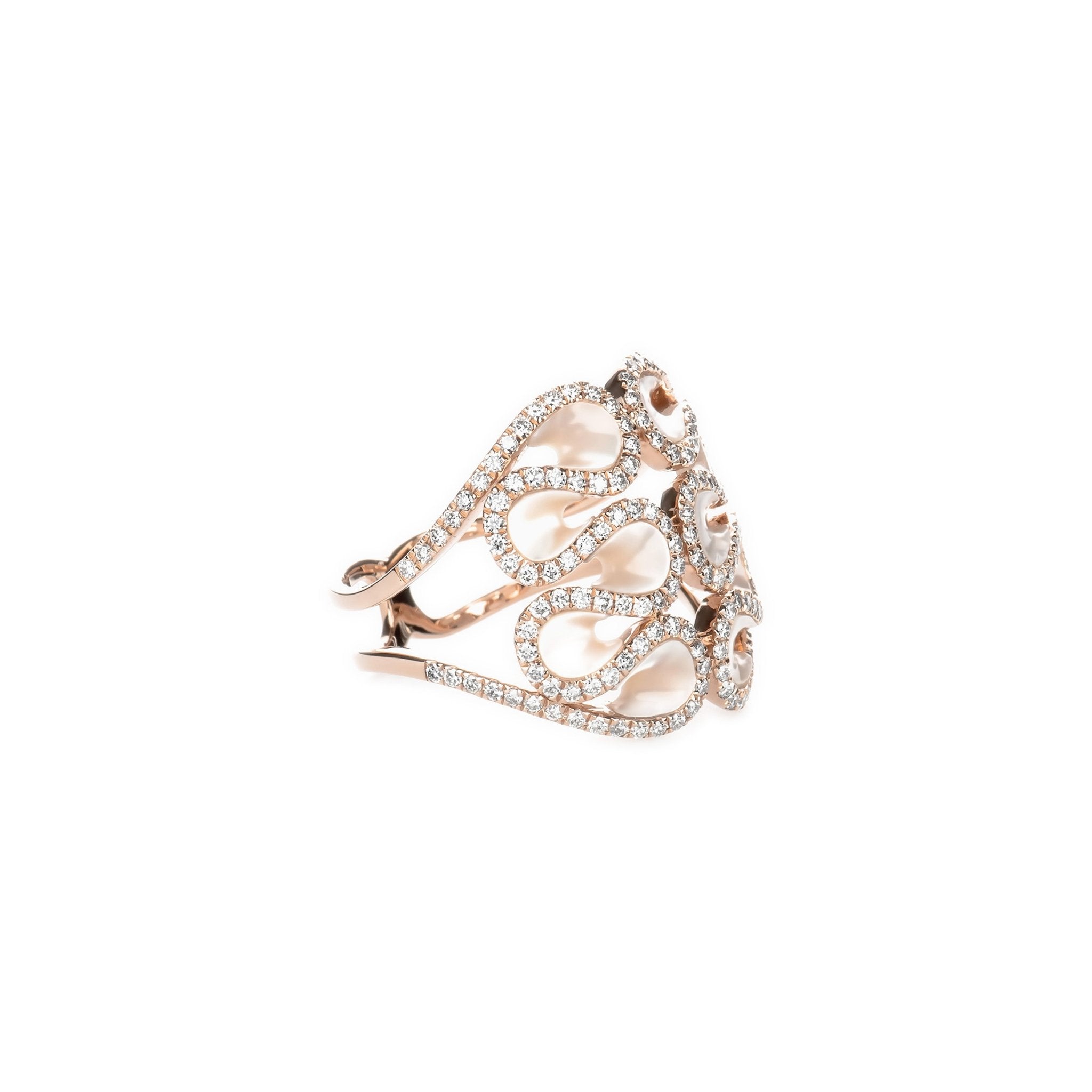 Abstract Swirl Mother Of Pearl and Diamond Cocktail Ring Rings Estellacollection #product_description# 17201 14k April Birthstone Birthstone #tag4# #tag5# #tag6# #tag7# #tag8# #tag9# #tag10# 6