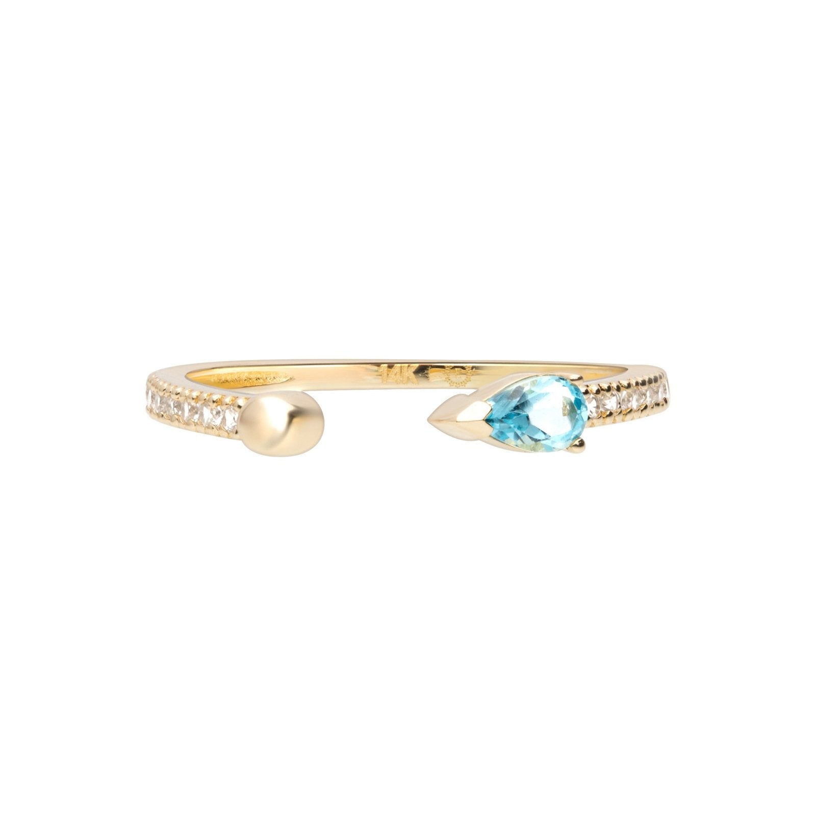 Blue Topaz Pear Open Cuff Ring Rings Estellacollection #product_description# 17767 14k Birthstone Gemstone #tag4# #tag5# #tag6# #tag7# #tag8# #tag9# #tag10# 6