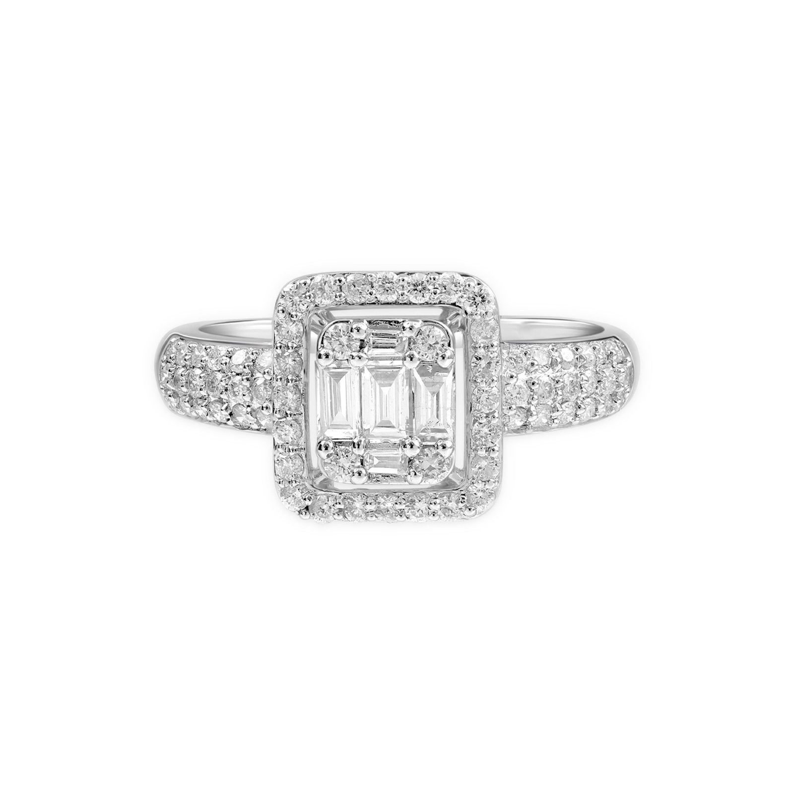 Diamond Baguette with Halo Ring in Solid 18k White Gold Rings Estellacollection #product_description# 17469 18k Colorless Gemstone Diamond #tag4# #tag5# #tag6# #tag7# #tag8# #tag9# #tag10# 6