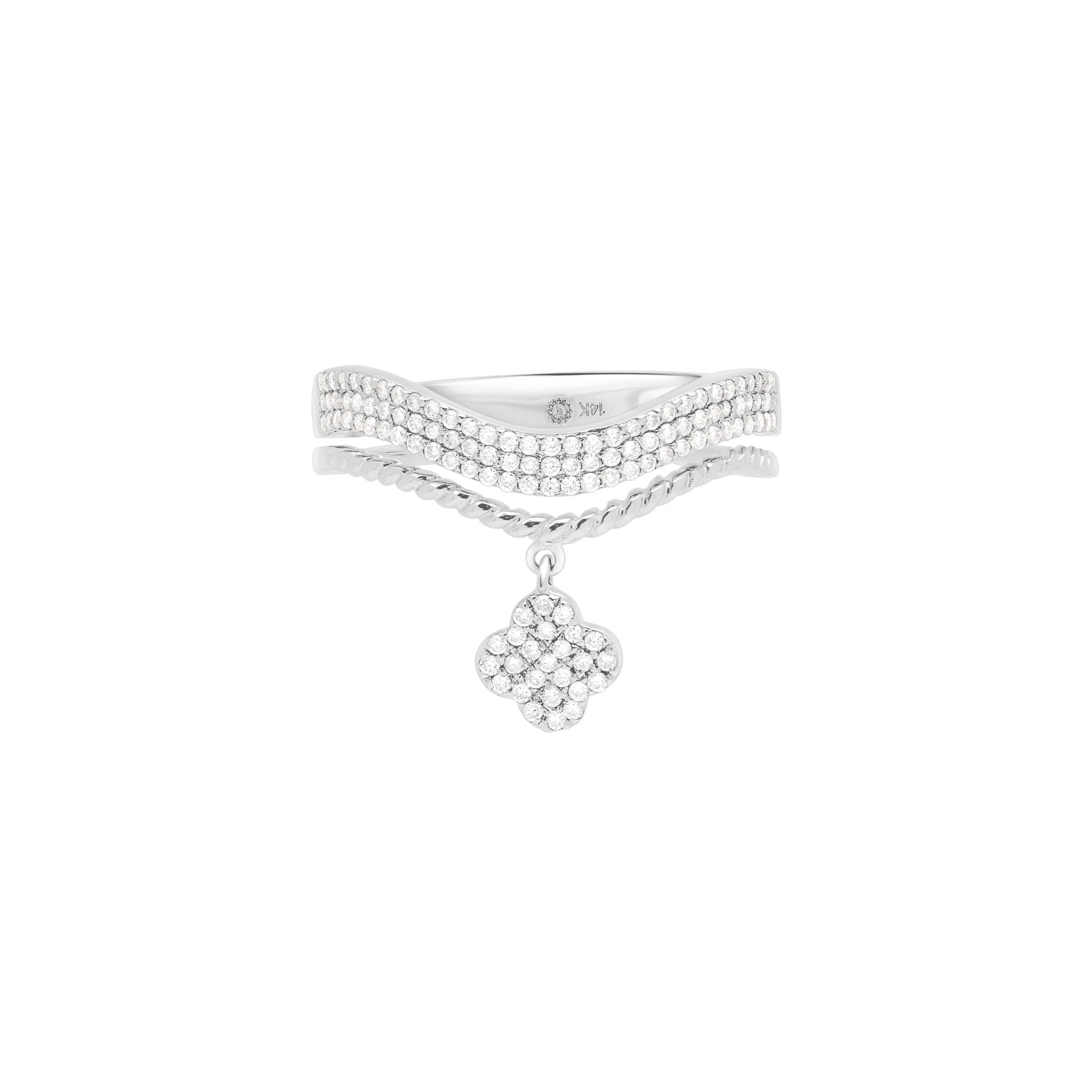 Diamond Pavé Studded Clover Drop Cable Ring Rings Estellacollection #product_description# 17238 14k Diamond Engagement Ring #tag4# #tag5# #tag6# #tag7# #tag8# #tag9# #tag10# 6
