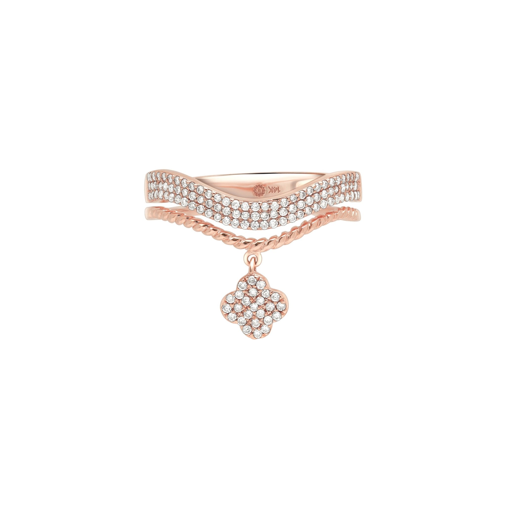 Diamond Pavé Studded Clover Drop Cable Ring Rings Estellacollection #product_description# 17362 14k Diamond Engagement Ring #tag4# #tag5# #tag6# #tag7# #tag8# #tag9# #tag10# 6