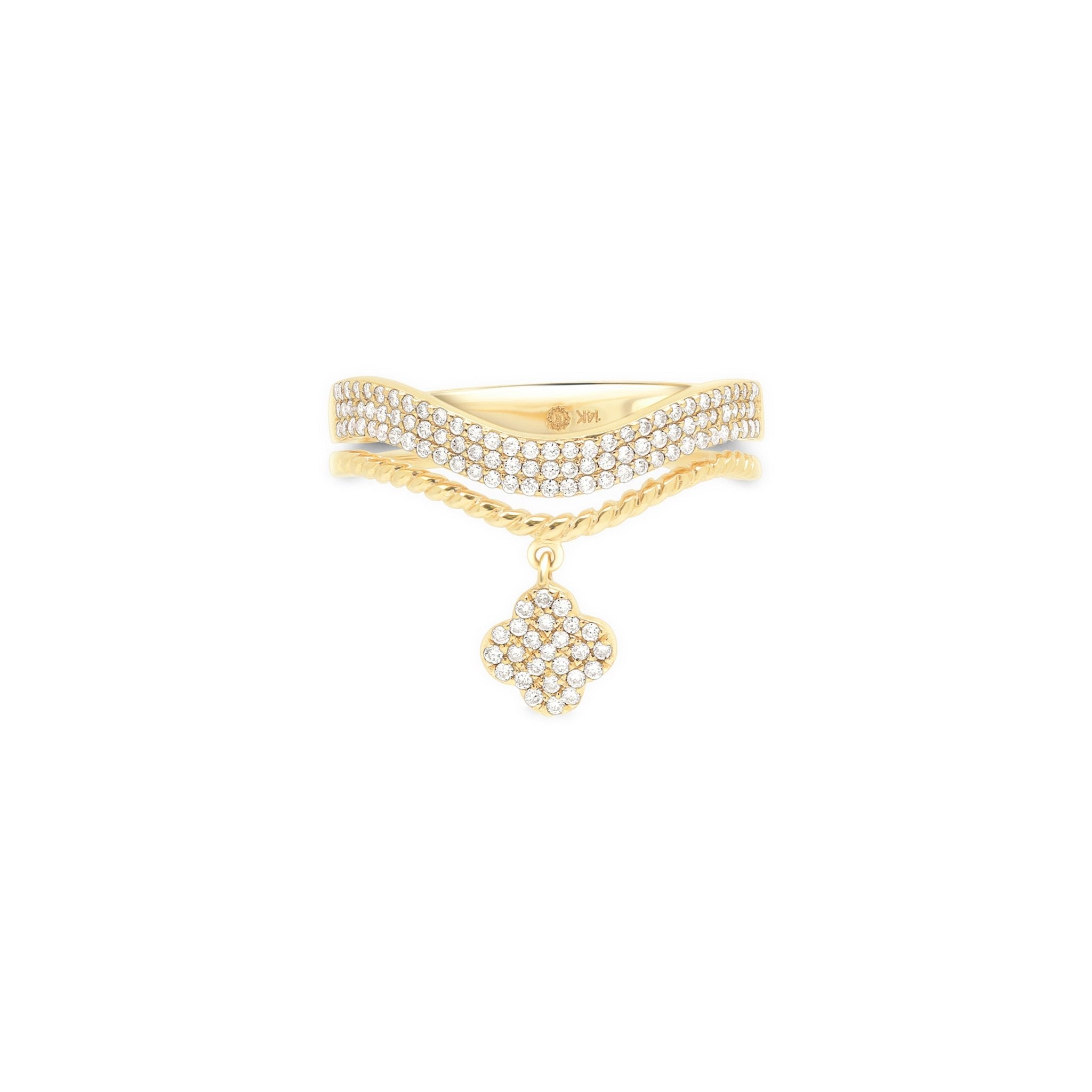 Diamond PavÃ© Studded Clover Drop Cable Ring Rings Estellacollection #product_description# 17363 14k Diamond Engagement Ring #tag4# #tag5# #tag6# #tag7# #tag8# #tag9# #tag10# 6