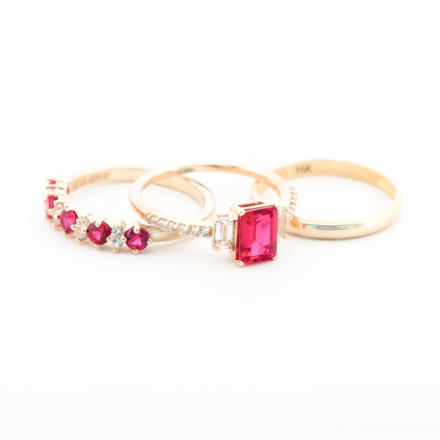 Ruby and White Sapphire Half Eternity Ring Rings Estellacollection #product_description# 32767 10k Birthstone Made to Order #tag4# #tag5# #tag6# #tag7# #tag8# #tag9# #tag10#