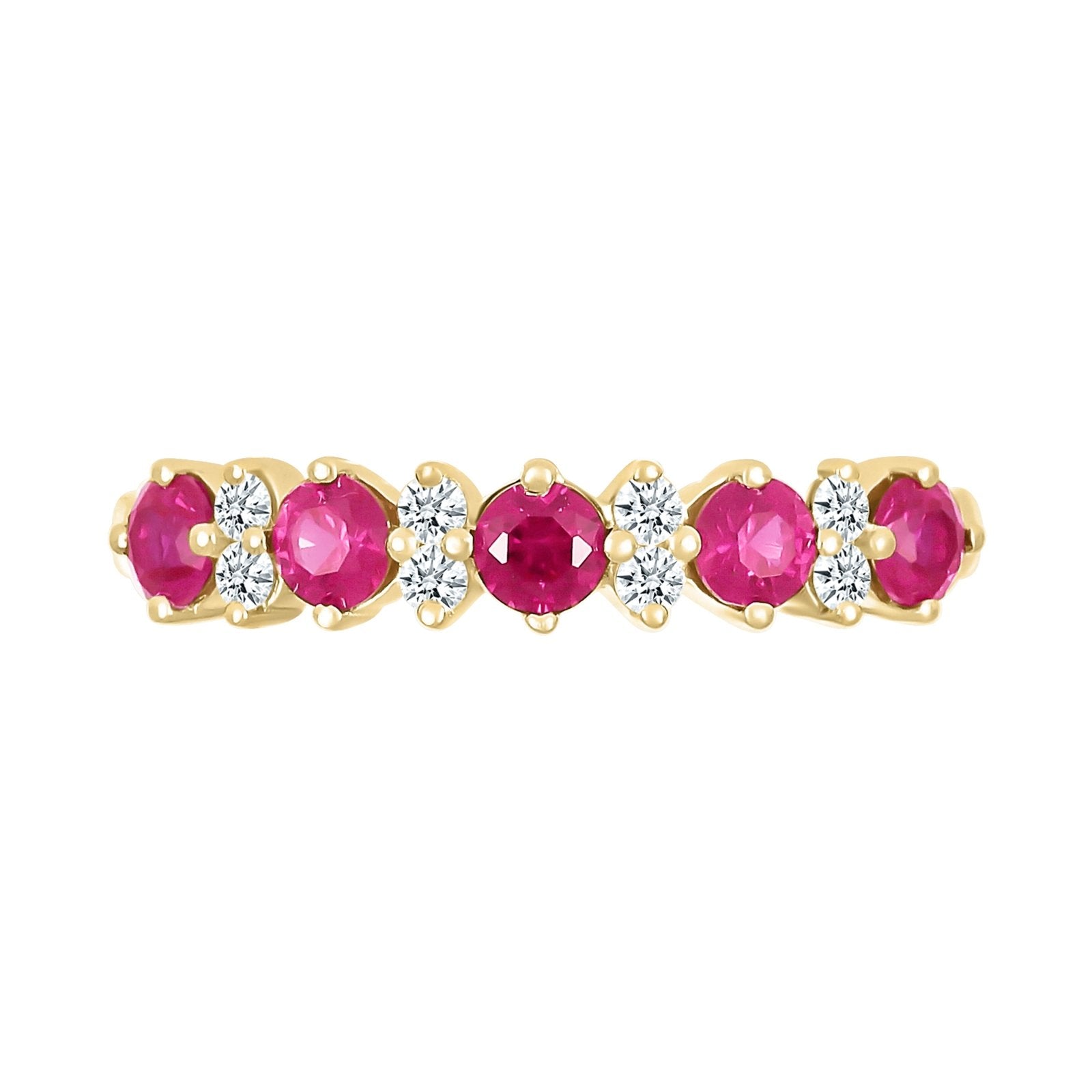 Ruby and White Sapphire Half Eternity Ring Rings Estellacollection #product_description# 32767 10k Birthstone Made to Order #tag4# #tag5# #tag6# #tag7# #tag8# #tag9# #tag10#