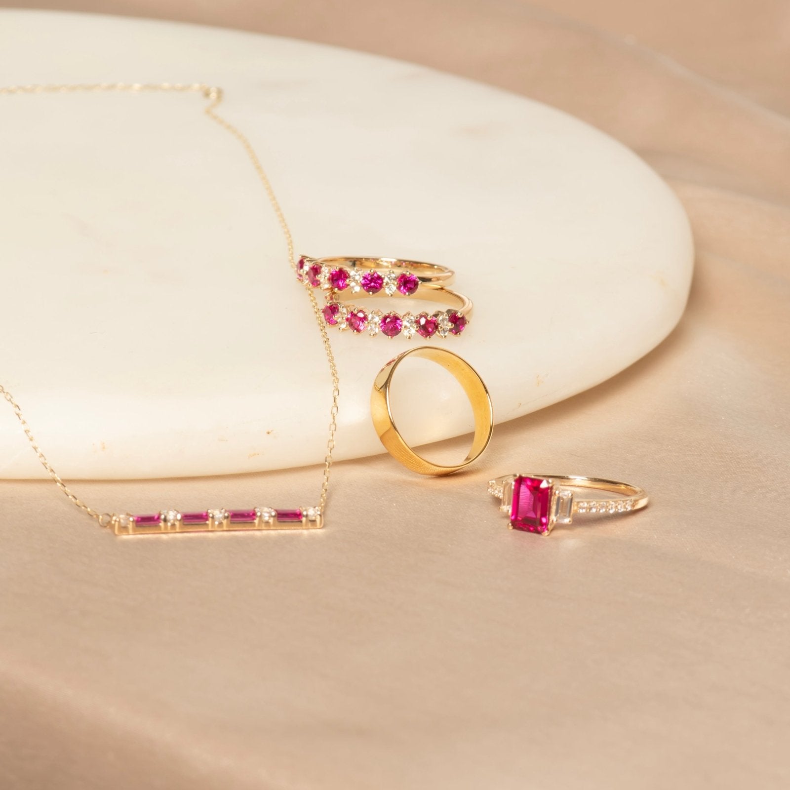 Ruby and White Sapphire Half Eternity Ring Rings Estellacollection #product_description# 32767 10k Birthstone Made to Order #tag4# #tag5# #tag6# #tag7# #tag8# #tag9# #tag10#
