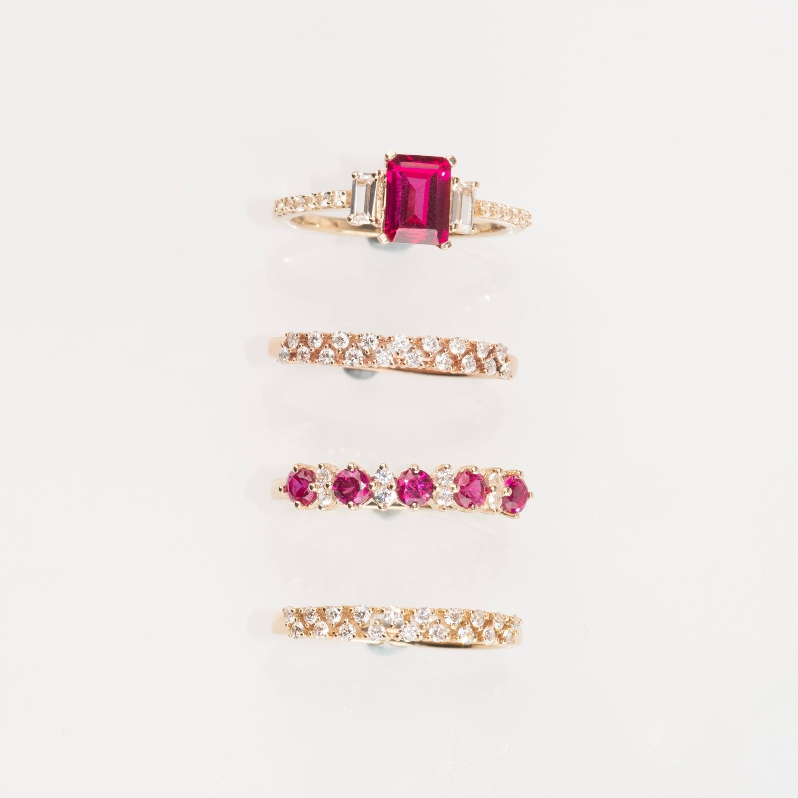 Ruby and White Sapphire Half Eternity Ring Rings Estellacollection #product_description# 32767 10k Birthstone Made to Order #tag4# #tag5# #tag6# #tag7# #tag8# #tag9# #tag10#
