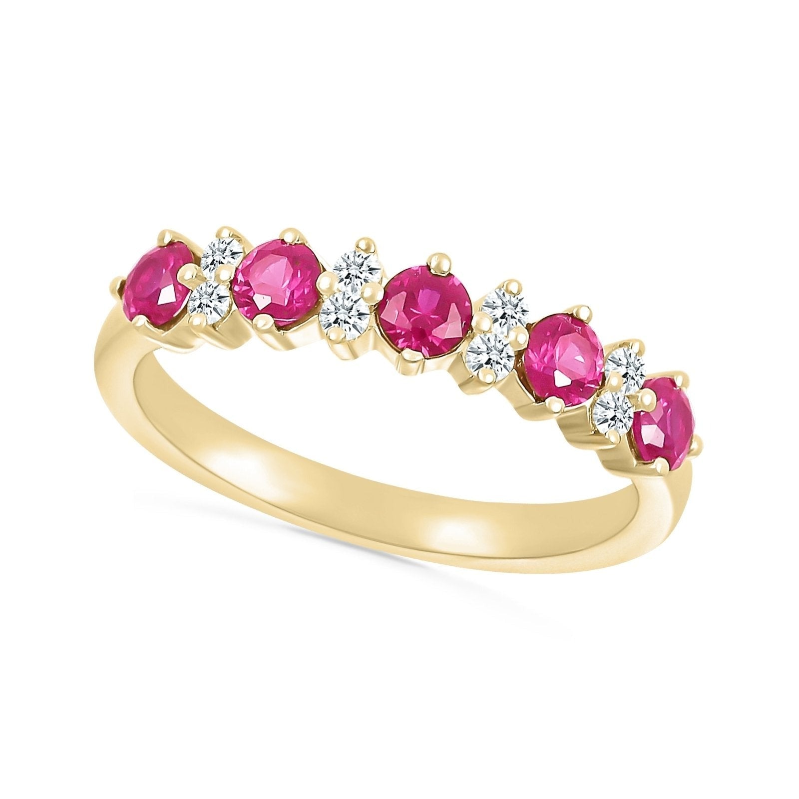Ruby and White Sapphire Half Eternity Ring Rings Estellacollection #product_description# 32767 10k Birthstone Made to Order #tag4# #tag5# #tag6# #tag7# #tag8# #tag9# #tag10#