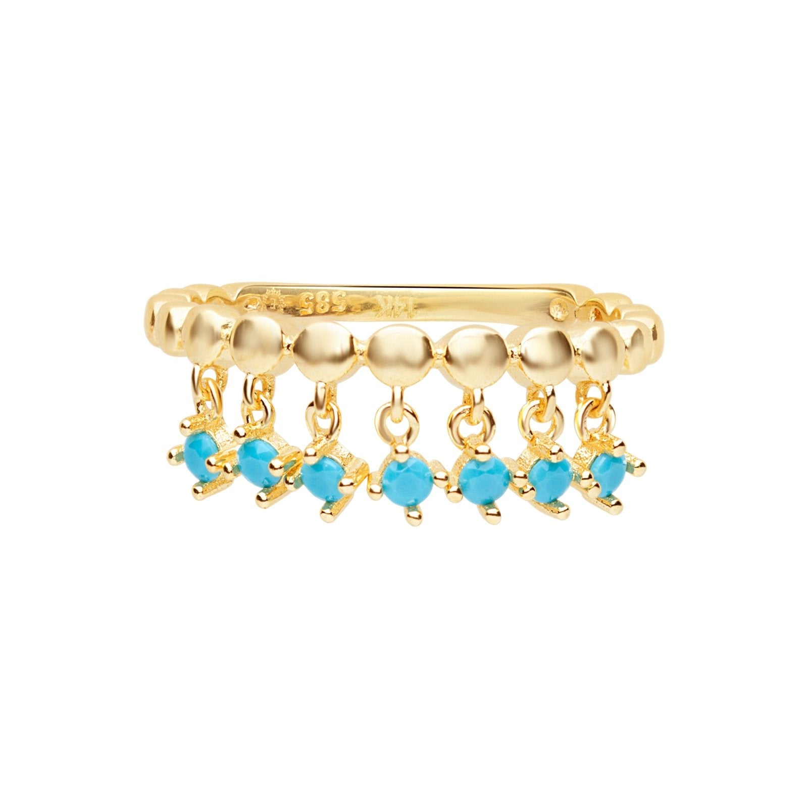 Turquoise Dangle Charm Ring Rings Estellacollection #product_description# 17817 14k Birthstone Gemstone #tag4# #tag5# #tag6# #tag7# #tag8# #tag9# #tag10# 14K Yellow Gold 6