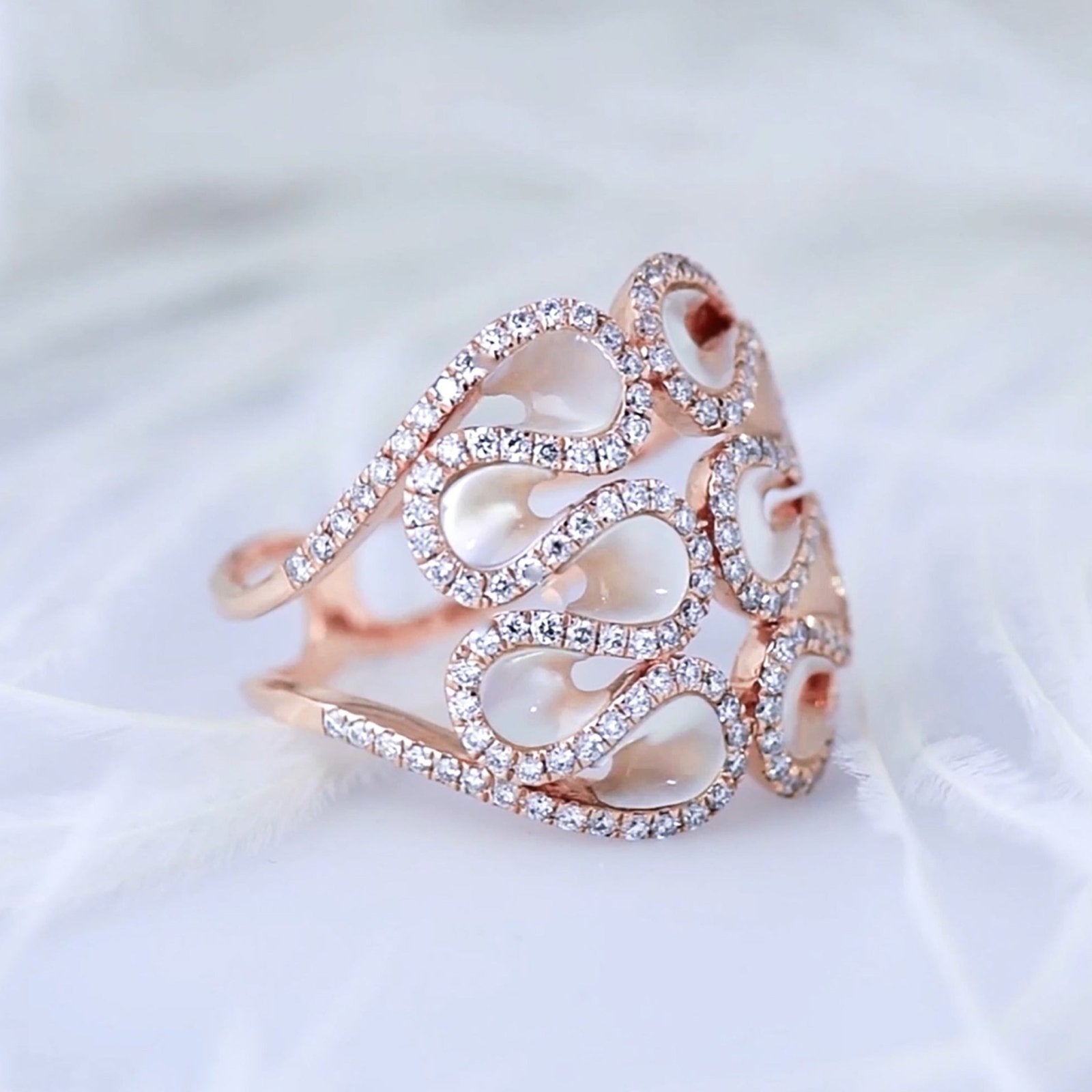 Abstract Swirl Mother Of Pearl and Diamond Cocktail Ring Rings Estellacollection #product_description# 17201 14k April Birthstone Birthstone #tag4# #tag5# #tag6# #tag7# #tag8# #tag9# #tag10# 6