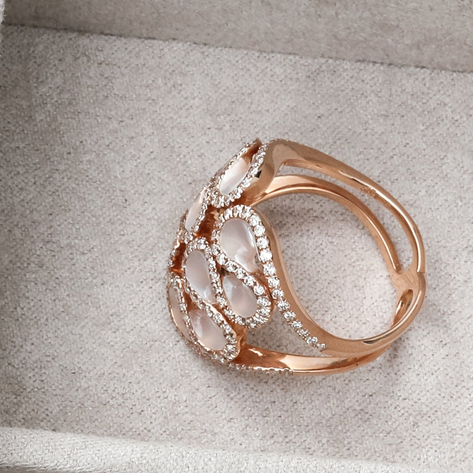 Abstract Swirl Mother Of Pearl and Diamond Cocktail Ring Rings Estellacollection #product_description# 17201 14k April Birthstone Birthstone #tag4# #tag5# #tag6# #tag7# #tag8# #tag9# #tag10# 6