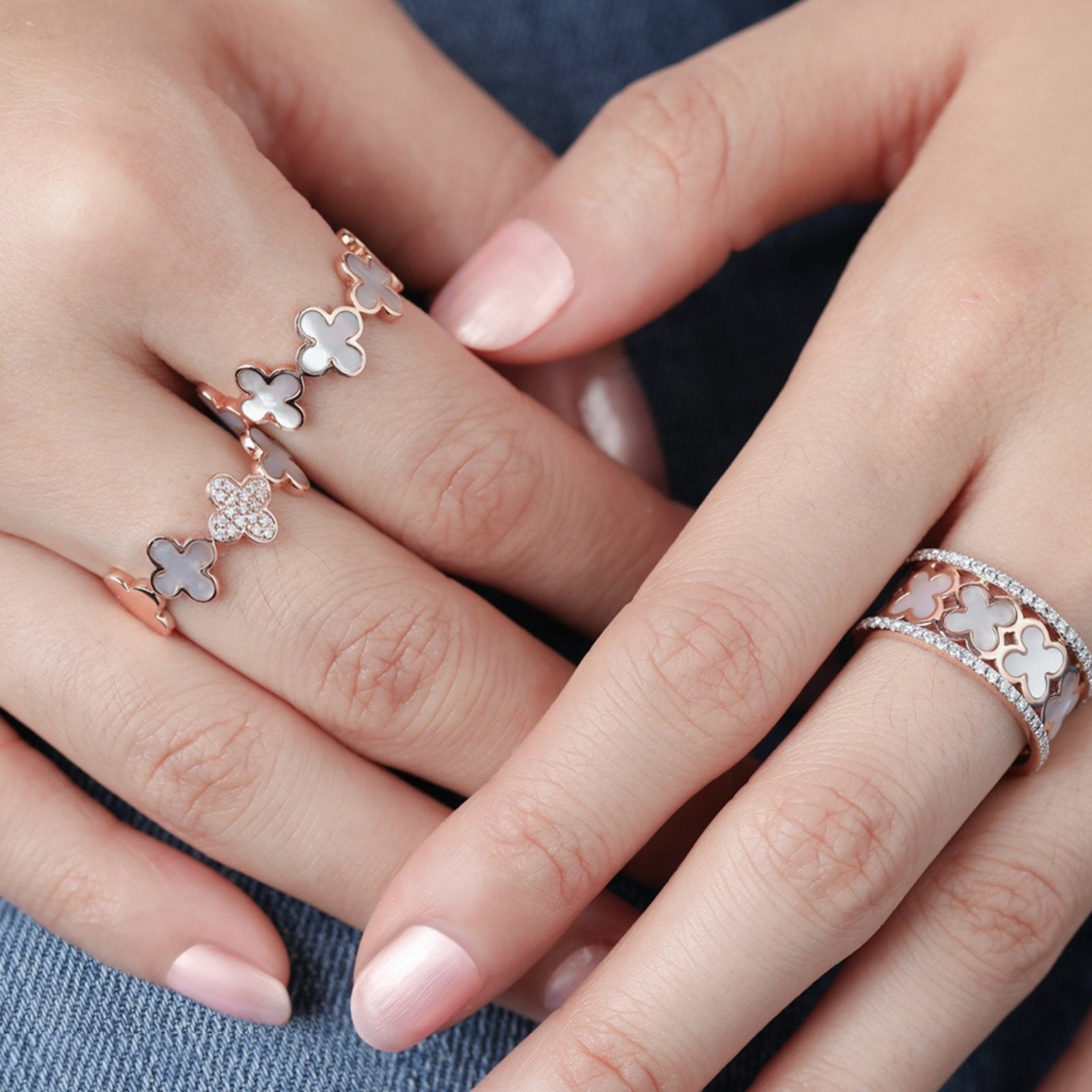 Alternating Diamond and Mother of Pearl Clover Eternity Ring Rings Estellacollection #product_description# 17208 Band Birthstone Colorless Gemstone #tag4# #tag5# #tag6# #tag7# #tag8# #tag9# #tag10# 7 14K Rose Gold