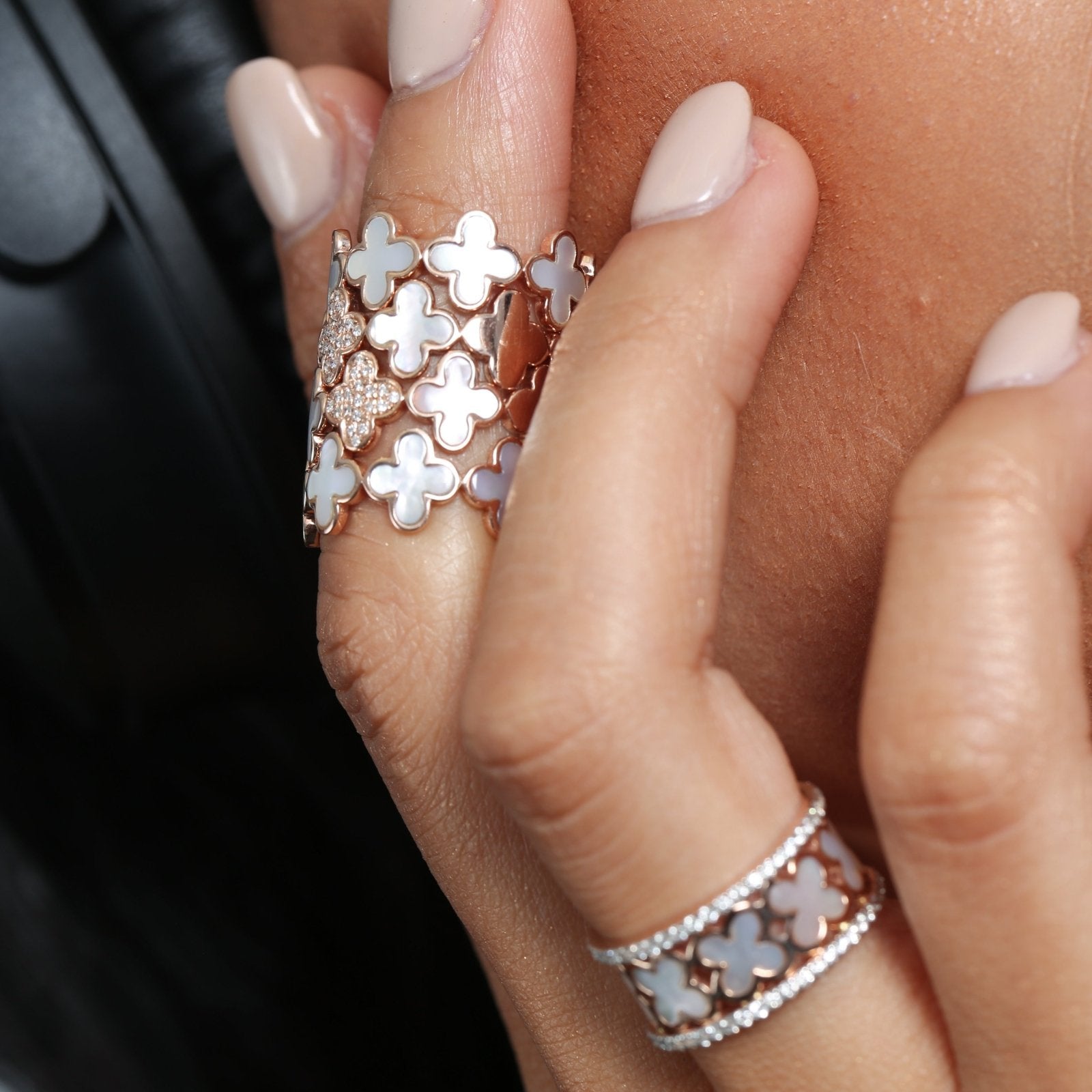 Alternating Diamond and Mother of Pearl Clover Eternity Ring Rings Estellacollection #product_description# 17208 Band Birthstone Colorless Gemstone #tag4# #tag5# #tag6# #tag7# #tag8# #tag9# #tag10# 7 14K Rose Gold