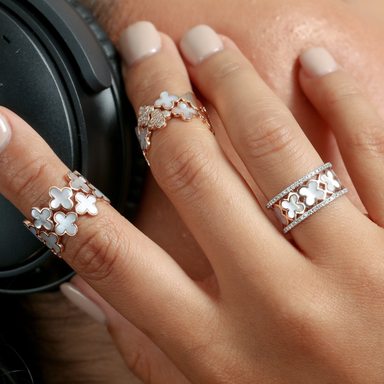 Alternating Diamond and Mother of Pearl Clover Eternity Ring Rings Estellacollection #product_description# 17208 Band Birthstone Colorless Gemstone #tag4# #tag5# #tag6# #tag7# #tag8# #tag9# #tag10# 7 14K Rose Gold