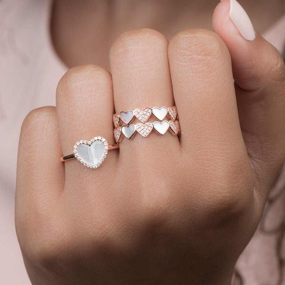 Alternating Diamond and Mother of Pearl Heart Eternity Band Rings Estellacollection #product_description# 17210 14k Band Birthstone #tag4# #tag5# #tag6# #tag7# #tag8# #tag9# #tag10#