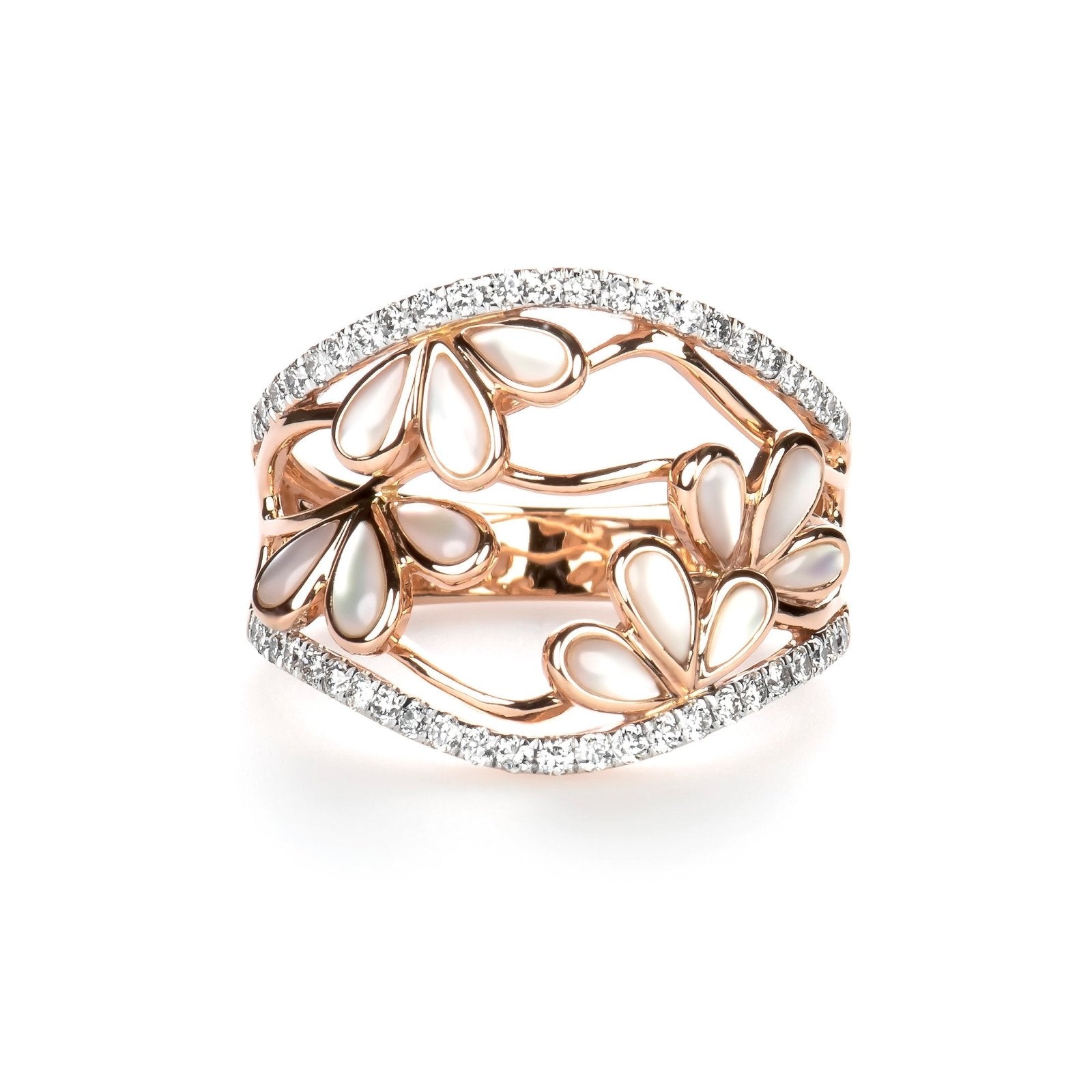 Floral Mother Of Pearl and Diamond Cocktail Ring Rings Estellacollection #product_description# 17195 14k Birthstone Diamond #tag4# #tag5# #tag6# #tag7# #tag8# #tag9# #tag10# 6