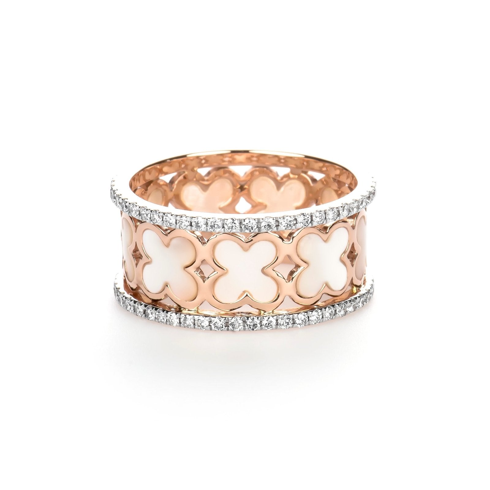 Mother of Pearl Clover Diamond Banded Eternity Ring Rings Estellacollection #product_description# 17209 14k Birthstone Diamond #tag4# #tag5# #tag6# #tag7# #tag8# #tag9# #tag10#