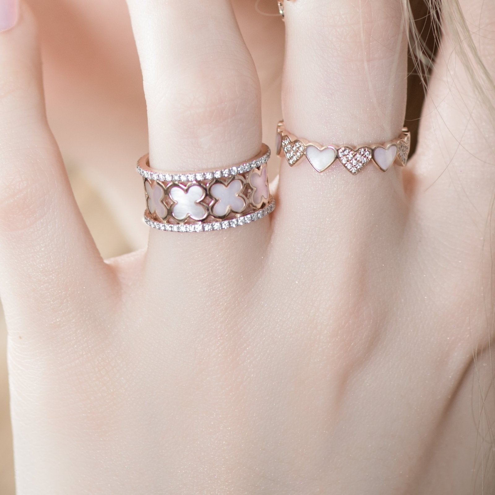 Mother of Pearl Clover Diamond Banded Eternity Ring Rings Estellacollection #product_description# 17209 14k Birthstone Diamond #tag4# #tag5# #tag6# #tag7# #tag8# #tag9# #tag10#