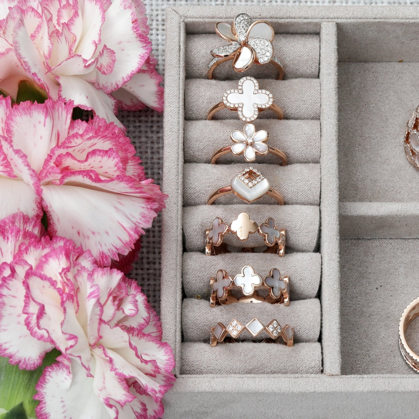 Mother of Pearl Clover Eternity Ring Rings Estellacollection #product_description# 14k Birthstone Gemstone #tag4# #tag5# #tag6# #tag7# #tag8# #tag9# #tag10#
