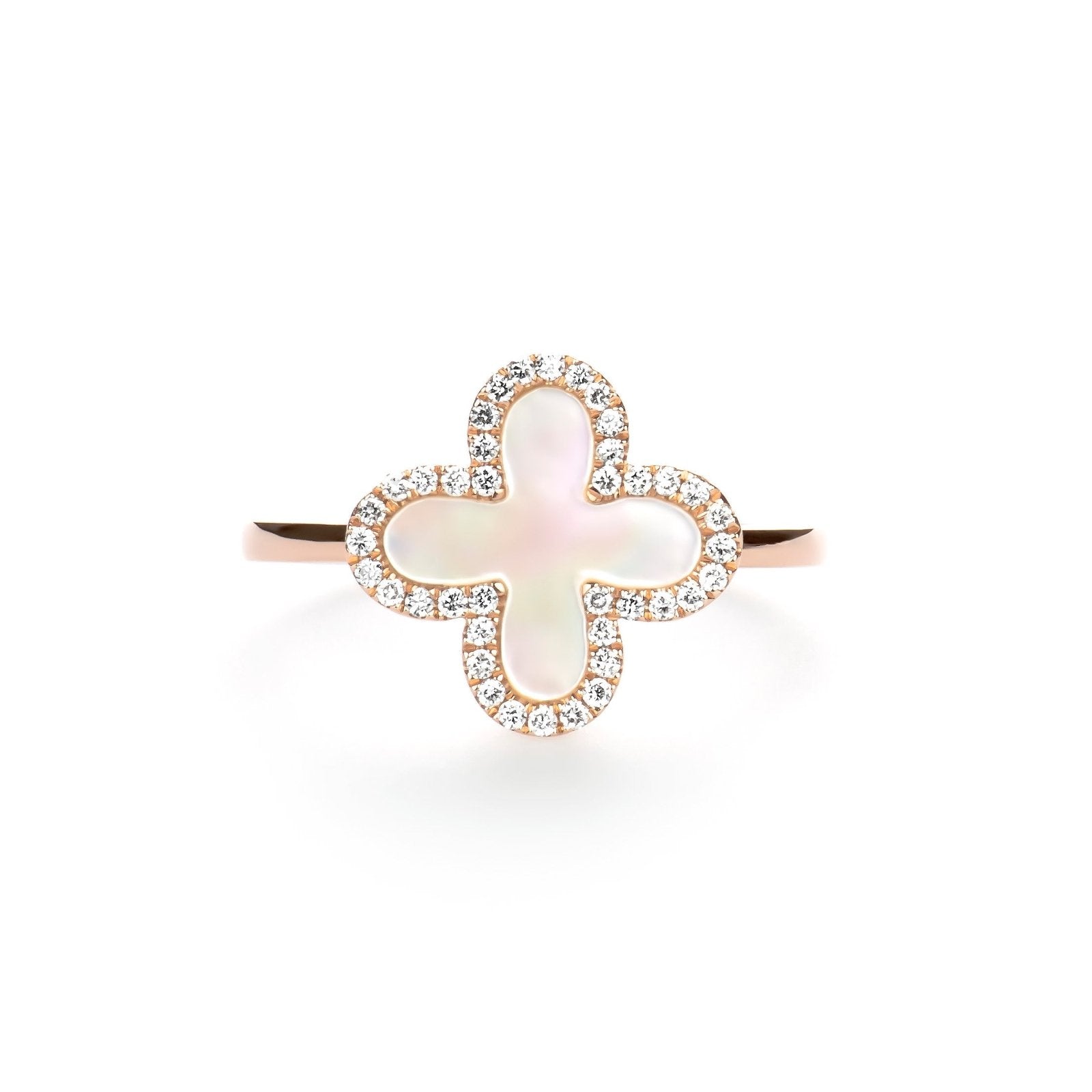 Mother of Pearl Clover with Diamond Halo Ring Rings Estellacollection #product_description# 17203 14k Birthstone Diamond #tag4# #tag5# #tag6# #tag7# #tag8# #tag9# #tag10# 6