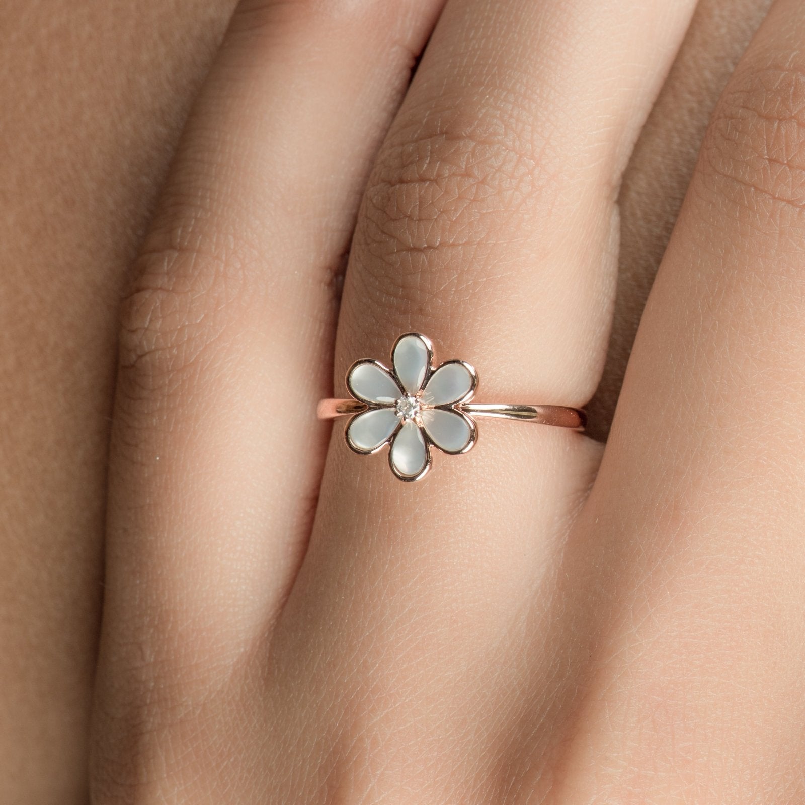 Mother of Pearl Flower with Diamond Center Ring Rings Estellacollection #product_description# 17202 14k Birthstone Diamond #tag4# #tag5# #tag6# #tag7# #tag8# #tag9# #tag10# 6
