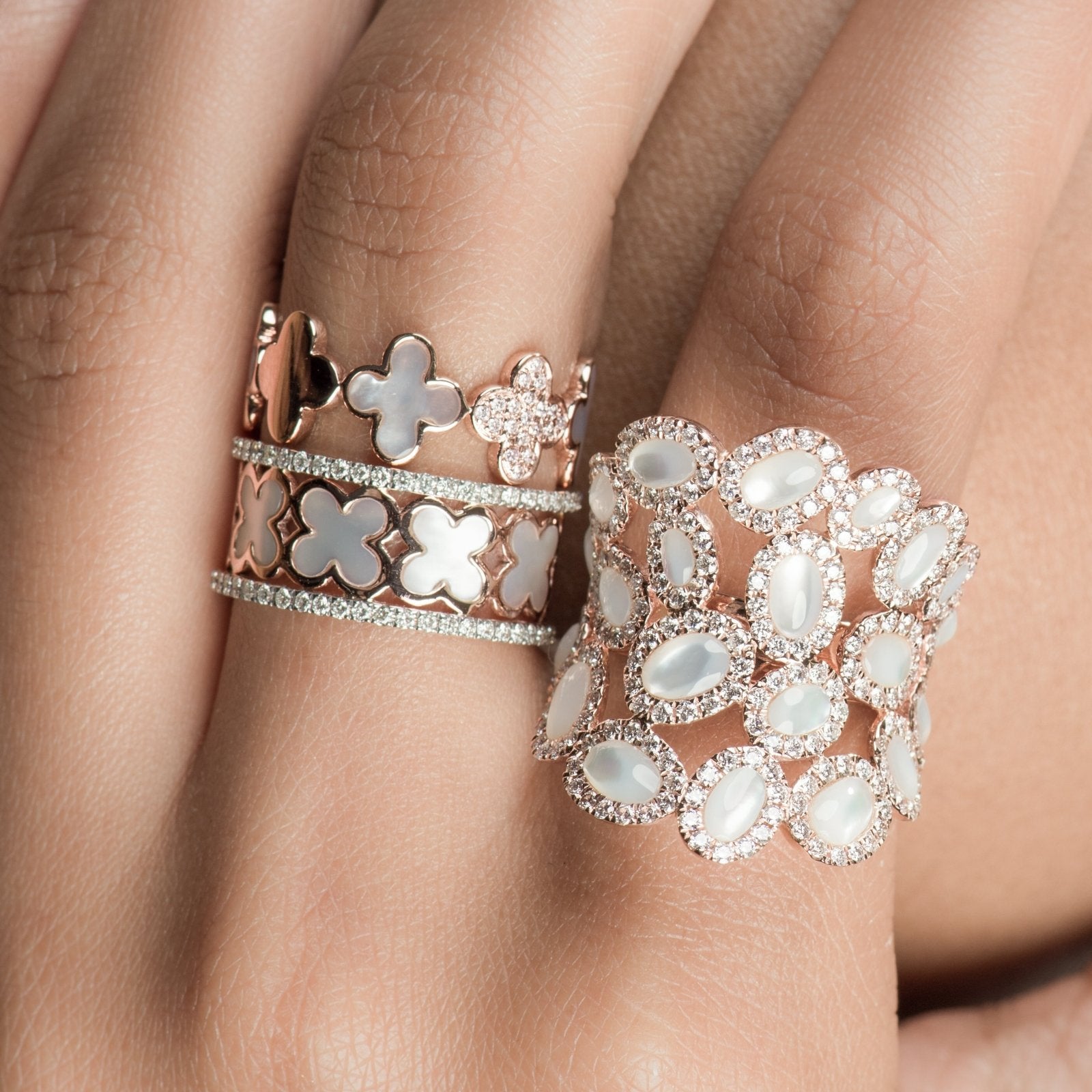 Oval Mother Of Pearl and Diamond Cluster Full Finger Ring Rings Estellacollection #product_description# 17200 14k Birthstone Diamond #tag4# #tag5# #tag6# #tag7# #tag8# #tag9# #tag10# 7