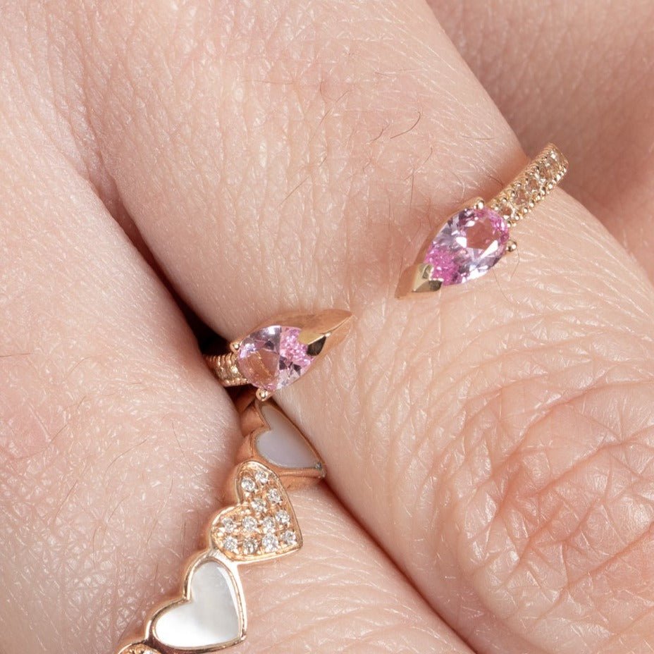 Pink Topaz Pear Open Cuff Ring Rings Estellacollection #product_description# 17766 14k Birthstone Gemstone #tag4# #tag5# #tag6# #tag7# #tag8# #tag9# #tag10# 6