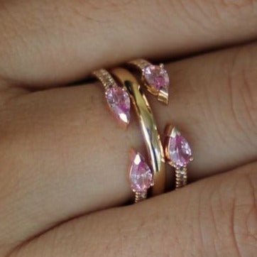 Pink Topaz Pear Open Cuff Ring Rings Estellacollection #product_description# 17766 14k Birthstone Gemstone #tag4# #tag5# #tag6# #tag7# #tag8# #tag9# #tag10# 6